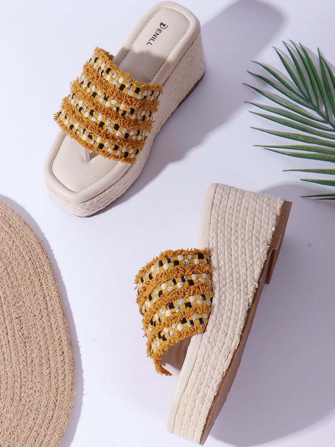 Denill Women Yellow Platform Sandals-picture-30