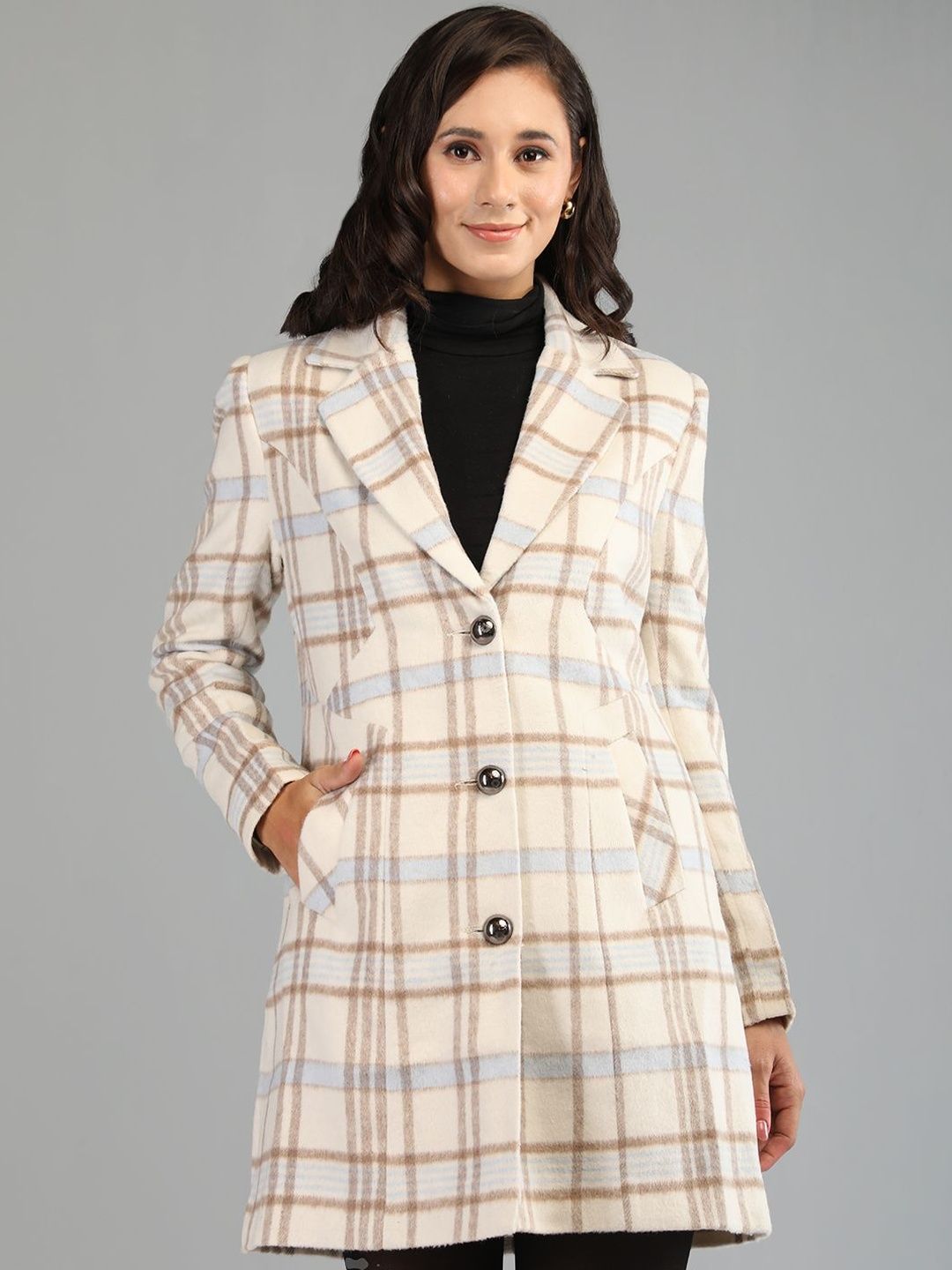 Roadster The Lifestyle Co. Checked Notched Lapel Trench Coat-picture-24