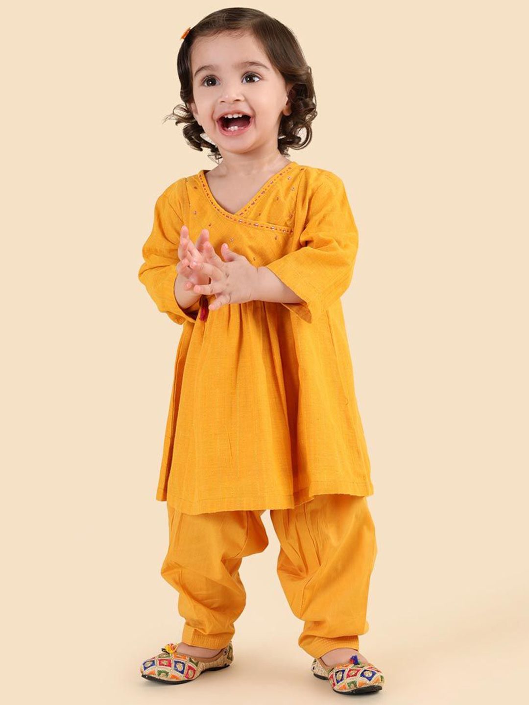 Fabindia Girls Embroidered Empire Sequinned Kurta with Salwar-image-23