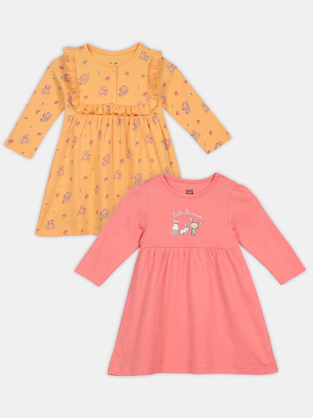 MINI KLUB Girls Pack of 2 Animal Printed Cotton Fit & Flare Midi Dress-picture-27
