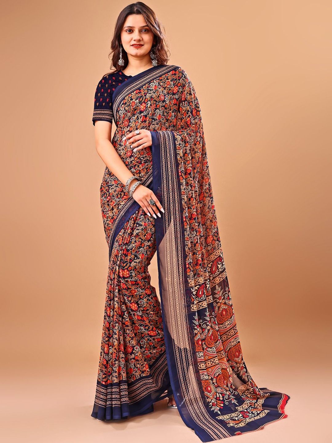 Leelavati Ethnic Motifs Printed Pure Chiffon Saree-picture-11