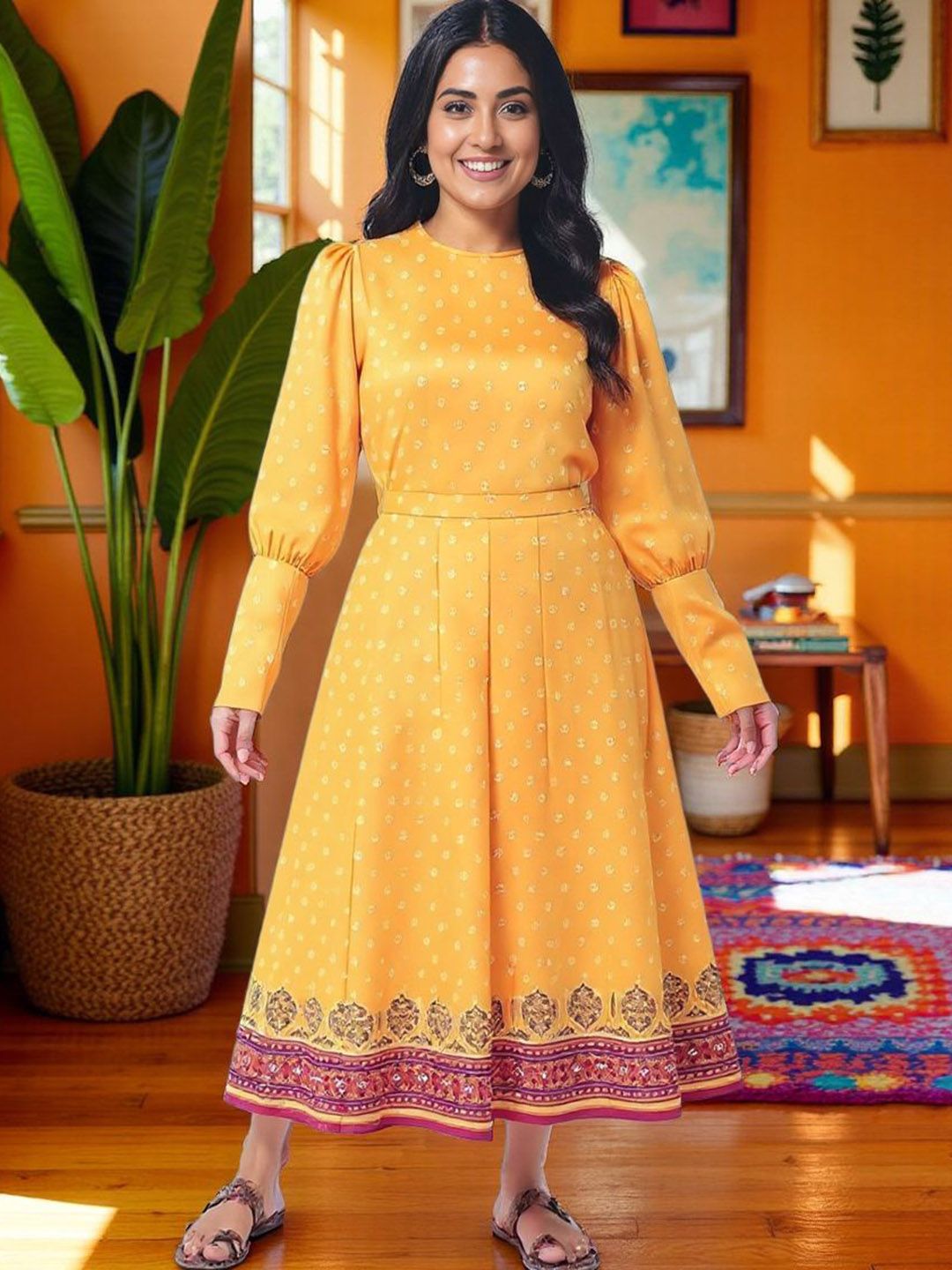 KYVO Kasturi Digital Printed Round Neck Top With Palazzo-picture-24