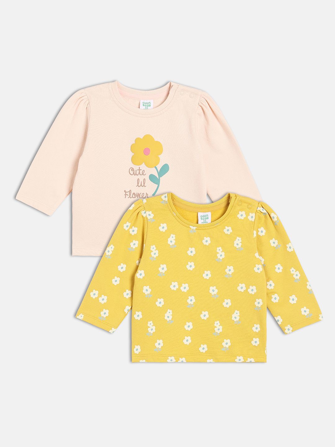 MINI KLUB Girls Pack of 2 Floral Printede Cotton Top-picture-22