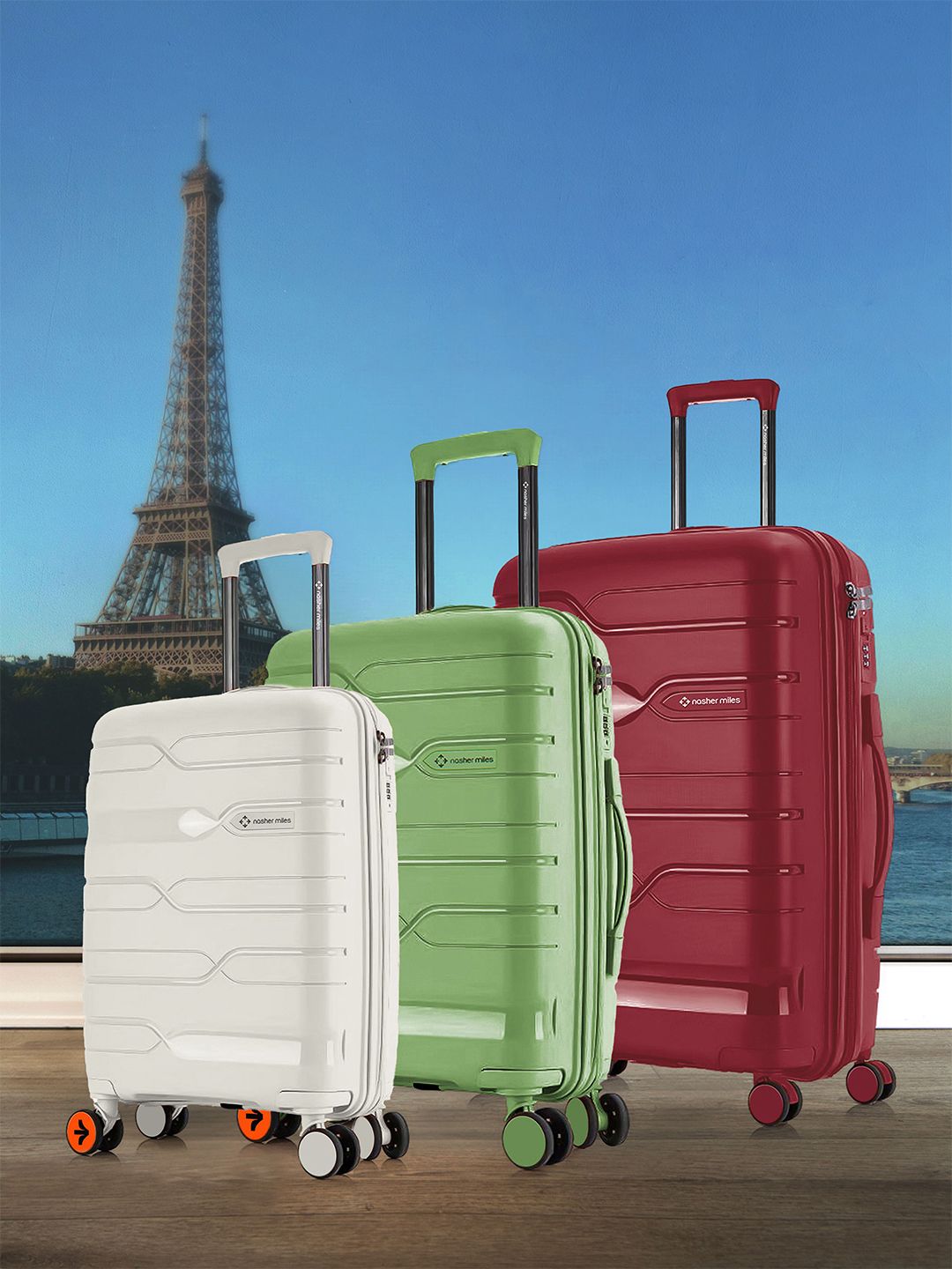 Nasher Miles Unisex Set of 3 Paris Hard-Sided Polypropylene Luggage Trolley Bags-picture-30