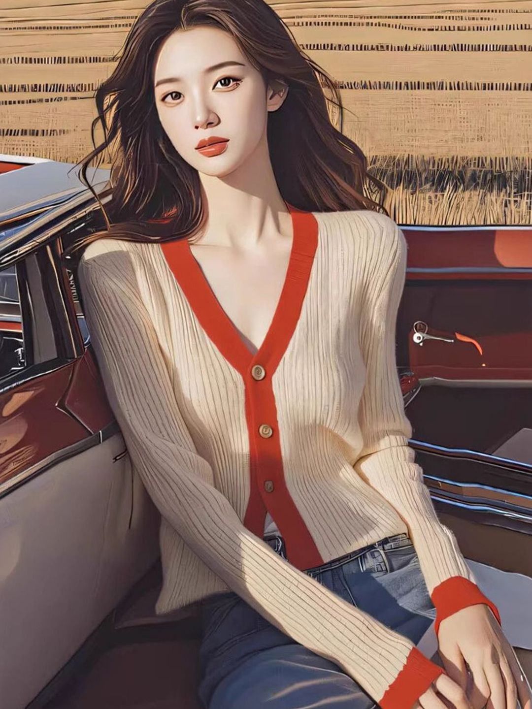 bebe Women Striped Self Design V-Neck Button Front Sweaters-picture-39