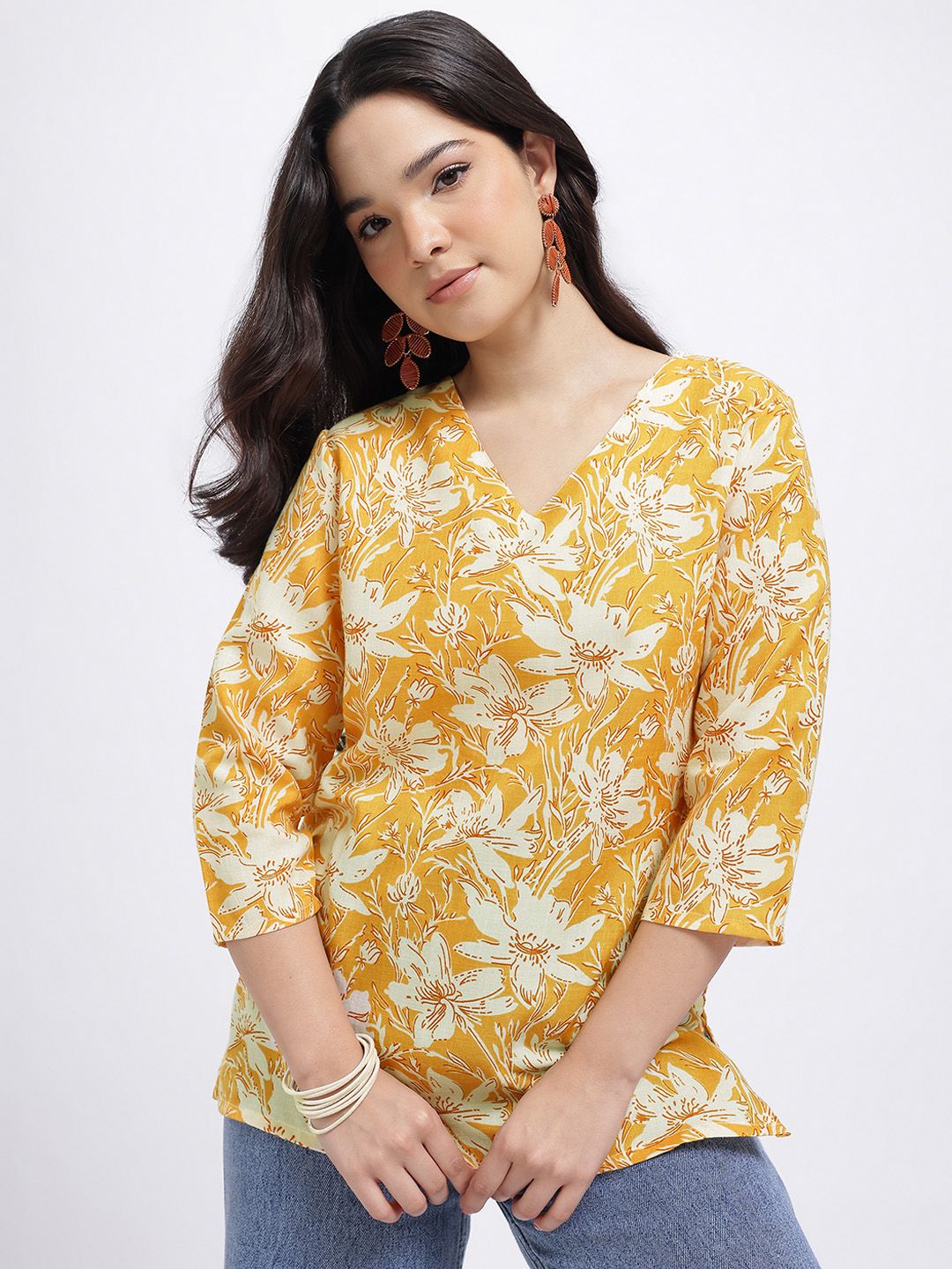 Anouk Rustic Floral Print Short Kurti-image-49