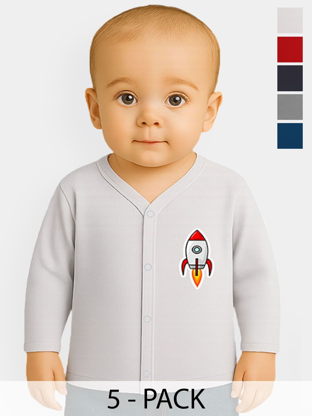 KidBee Infants Kids Pack Of 5 Printed Cotton Breathable Jhablas 1007-PL-JFS-5PC-picture-17