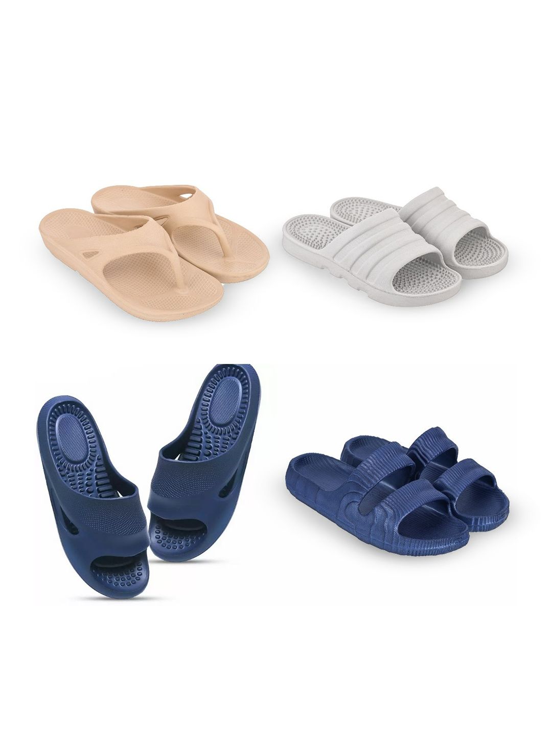 Feel alive Men Set of 4 Striped Slip-On Flip Flops-picture-32