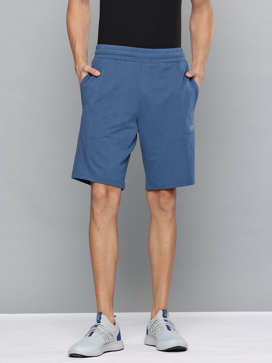 Puma Men Brand Logo Detail Mid-Rise Essential Terry Training Shorts-picture-44