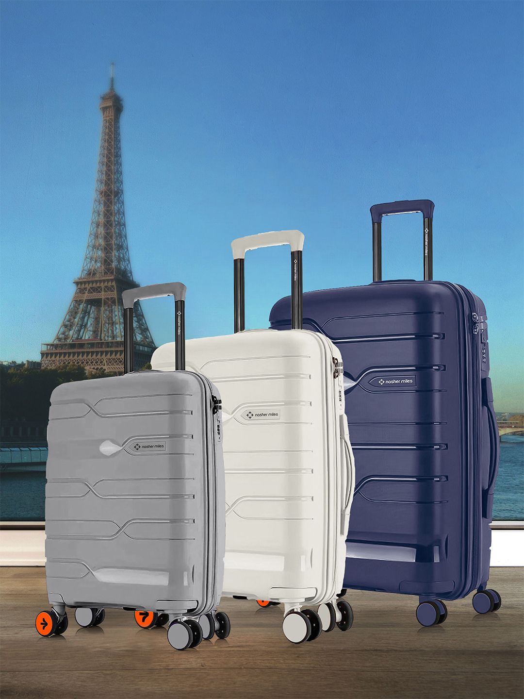 Nasher Miles Set of 3 Paris Hard-Sided Polypropylene Luggage Trolley Bags-picture-20