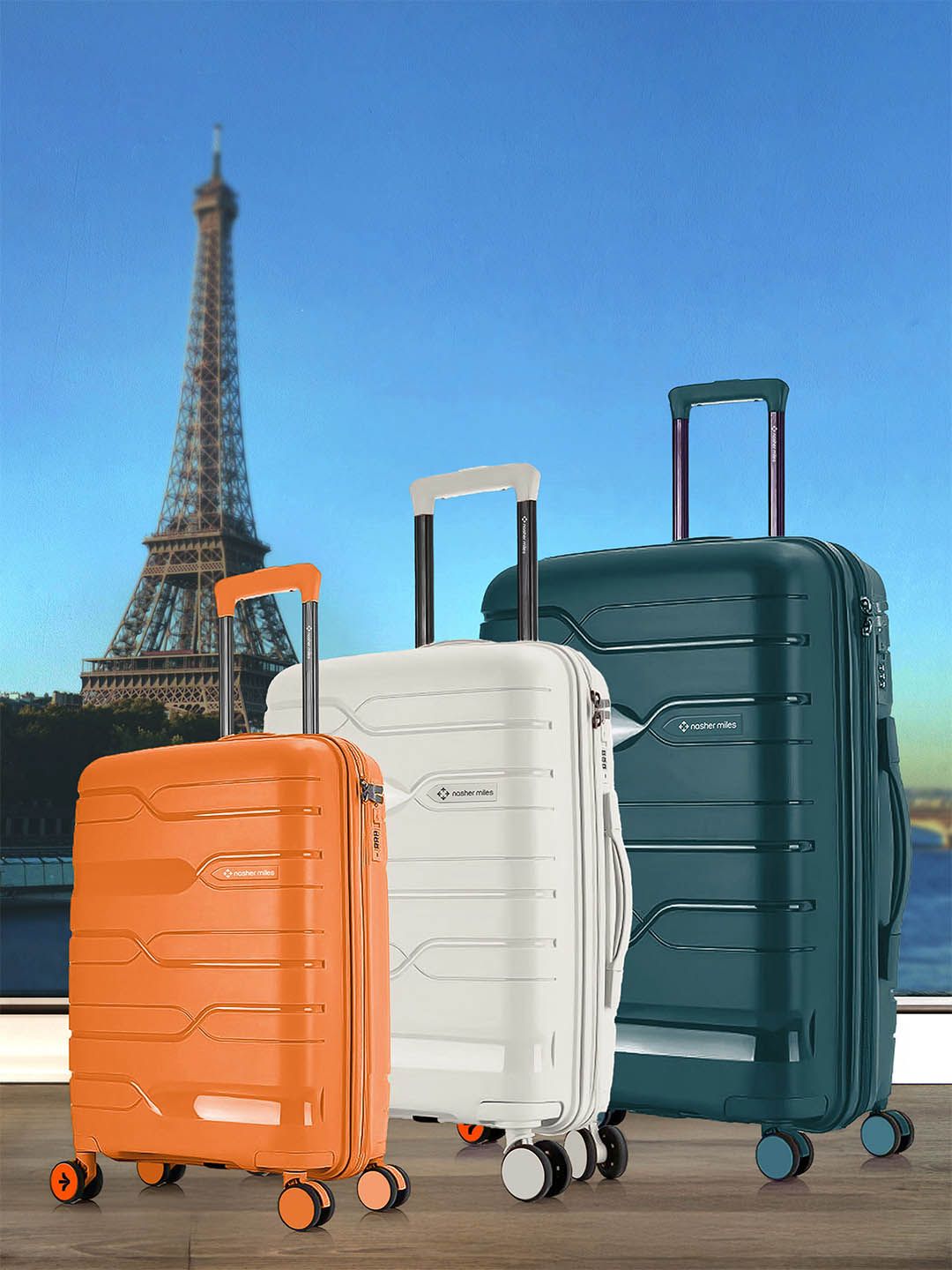 Nasher Miles Paris Unisex Set of 3 Hard-Sided Luggage Trolley Bags-image-11