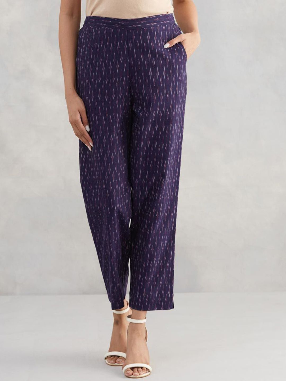 Fabindia Women Tapered Fit High-Rise Regular Trousers-picture-42