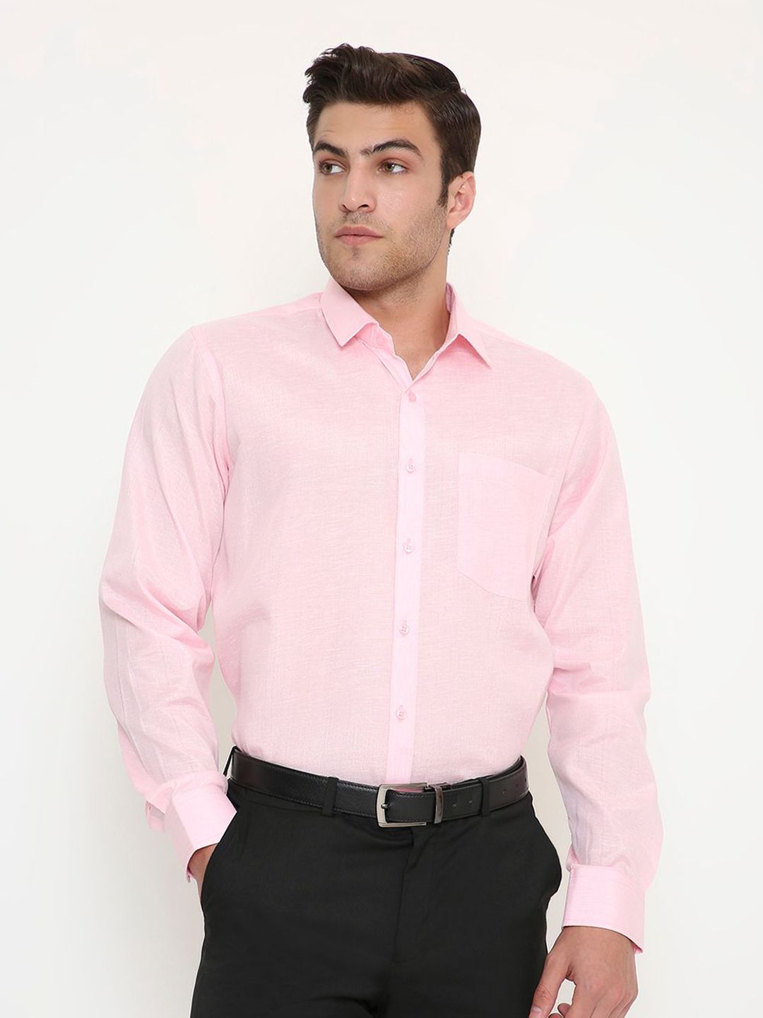 Maharaja Men India Slim Fit Solid Spread Collar Formal Shirt-picture-55