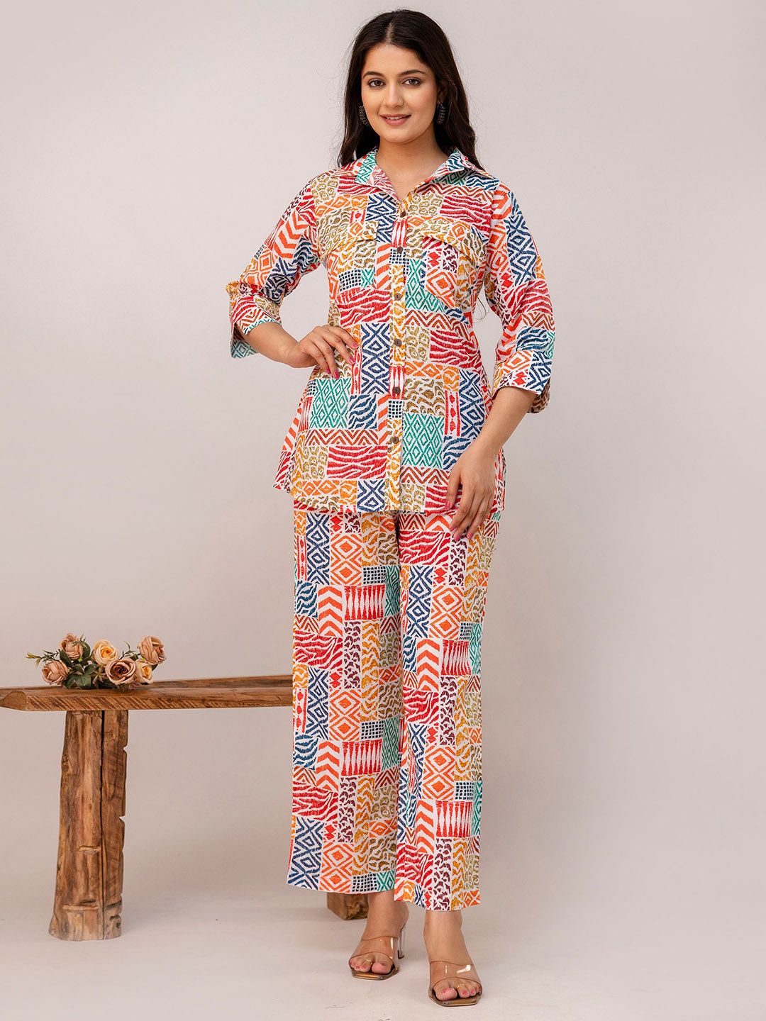 all about you Printed Pure Cotton Sleeveless Shirt With Trousers Co-Ords-picture-25