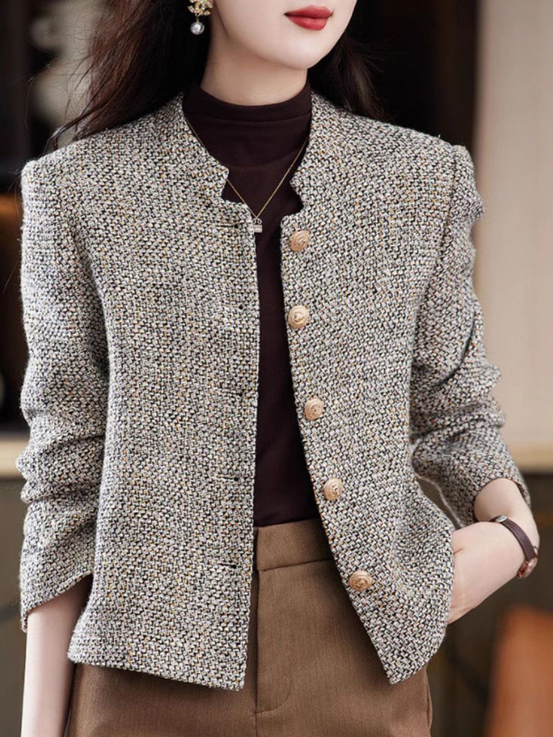 all about you Self-Design Round Neck Overcoat-picture-55