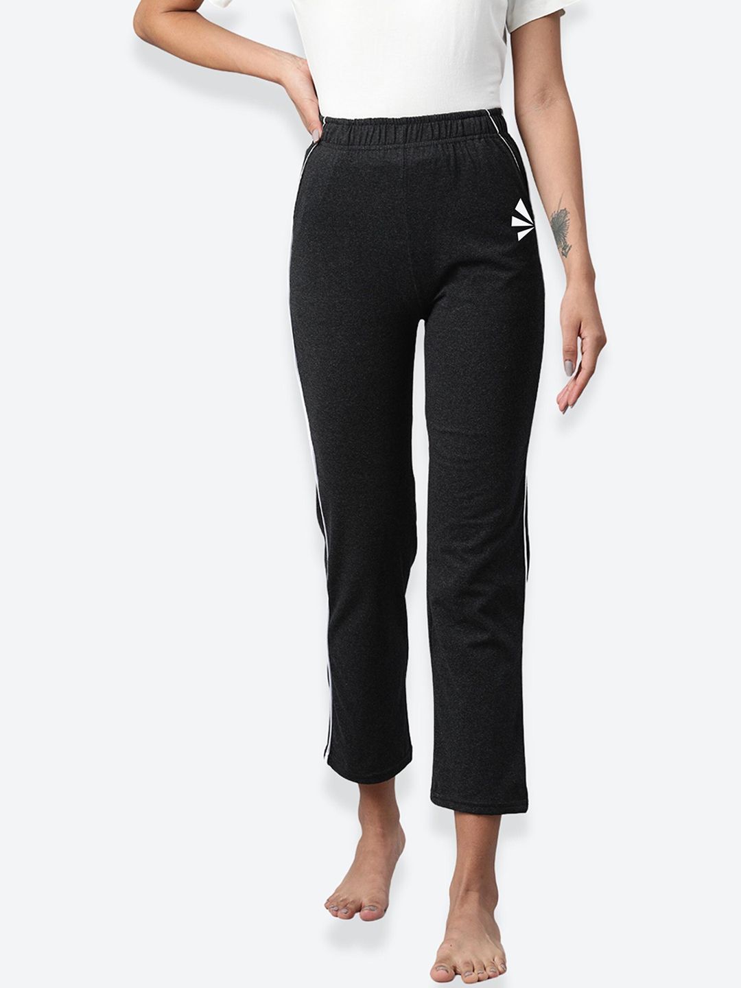 Buy NOT YET by us NOT YET by us Women Charcoal Solid Pure Cotton Lounge  Pants at Redfynd