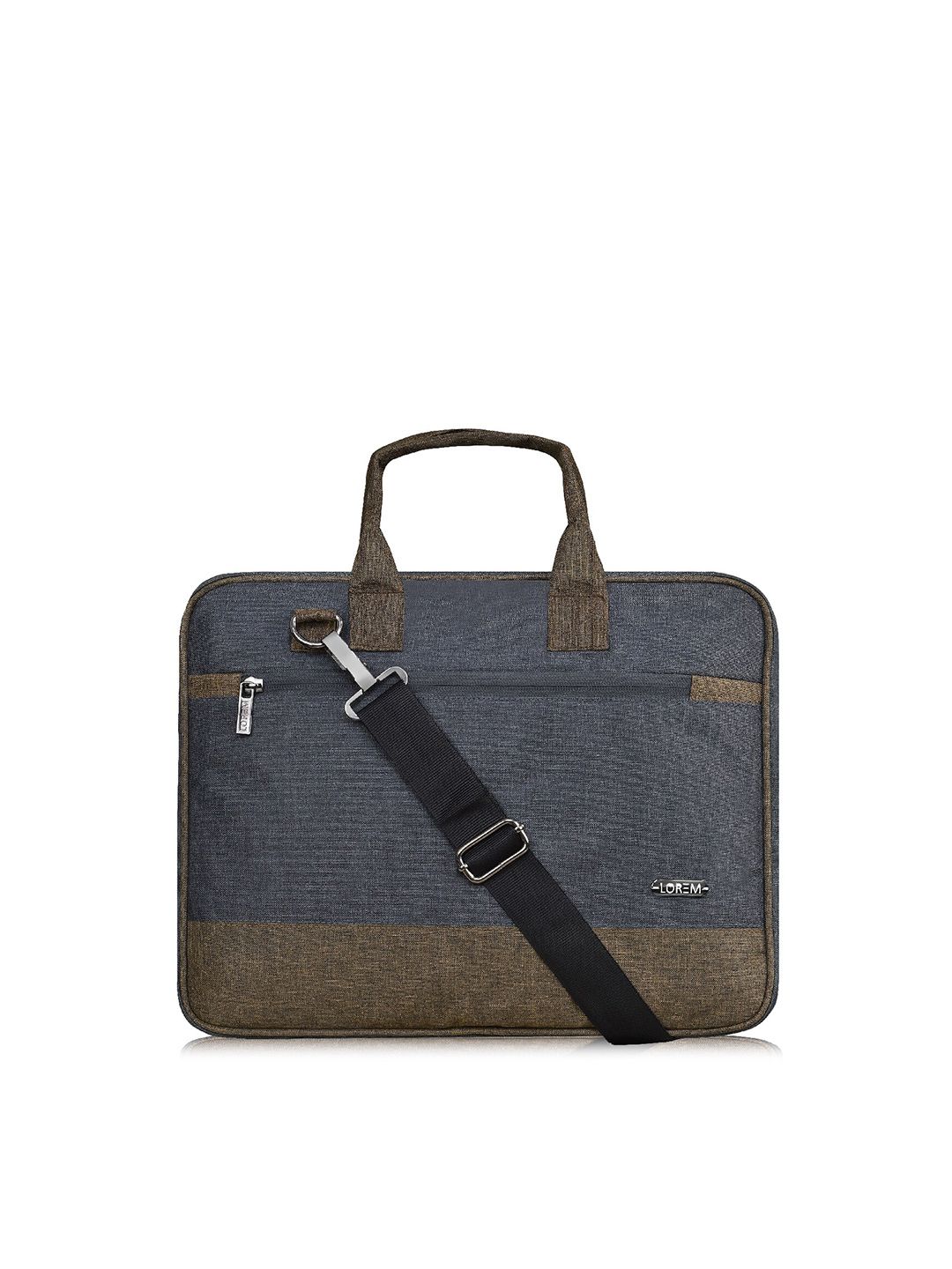 LOREM Unisex Grey & Khaki Water Resistant Laptop Bag-picture-40