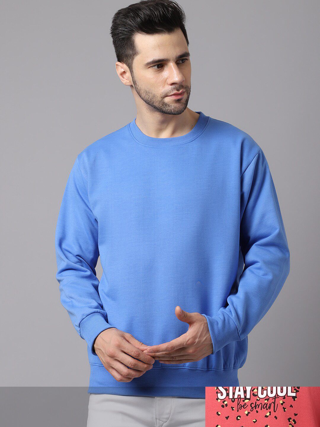 mack jonney VIMAL JONNEY Men Pack of 2 Blue & Rust Printed Round Neck Fleece Sweatshirt-picture-34