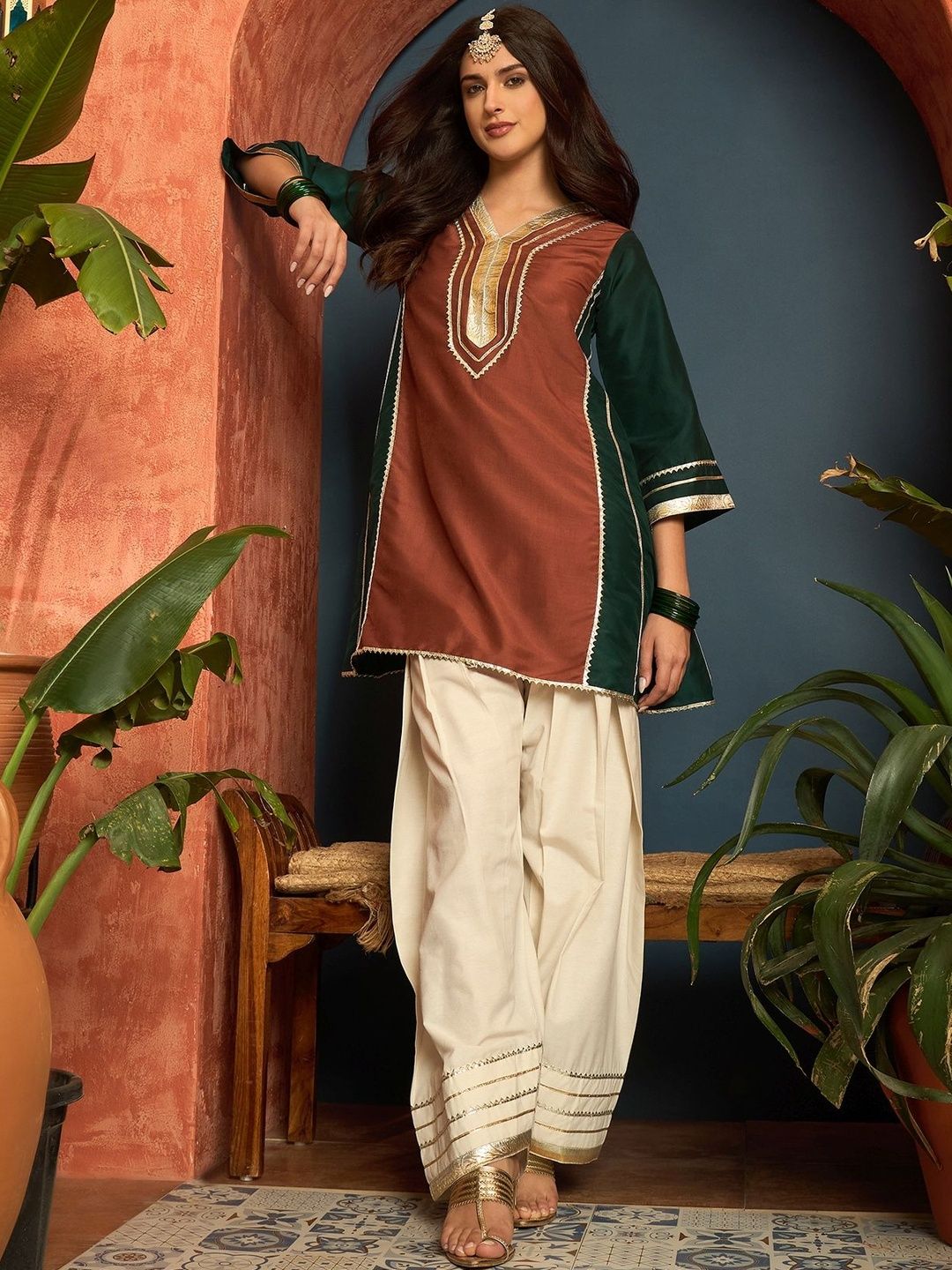 Ethnic Junction Women Ethnic Motifs Embroidered Regular Gotta Patti Kurta with Salwar-picture-57