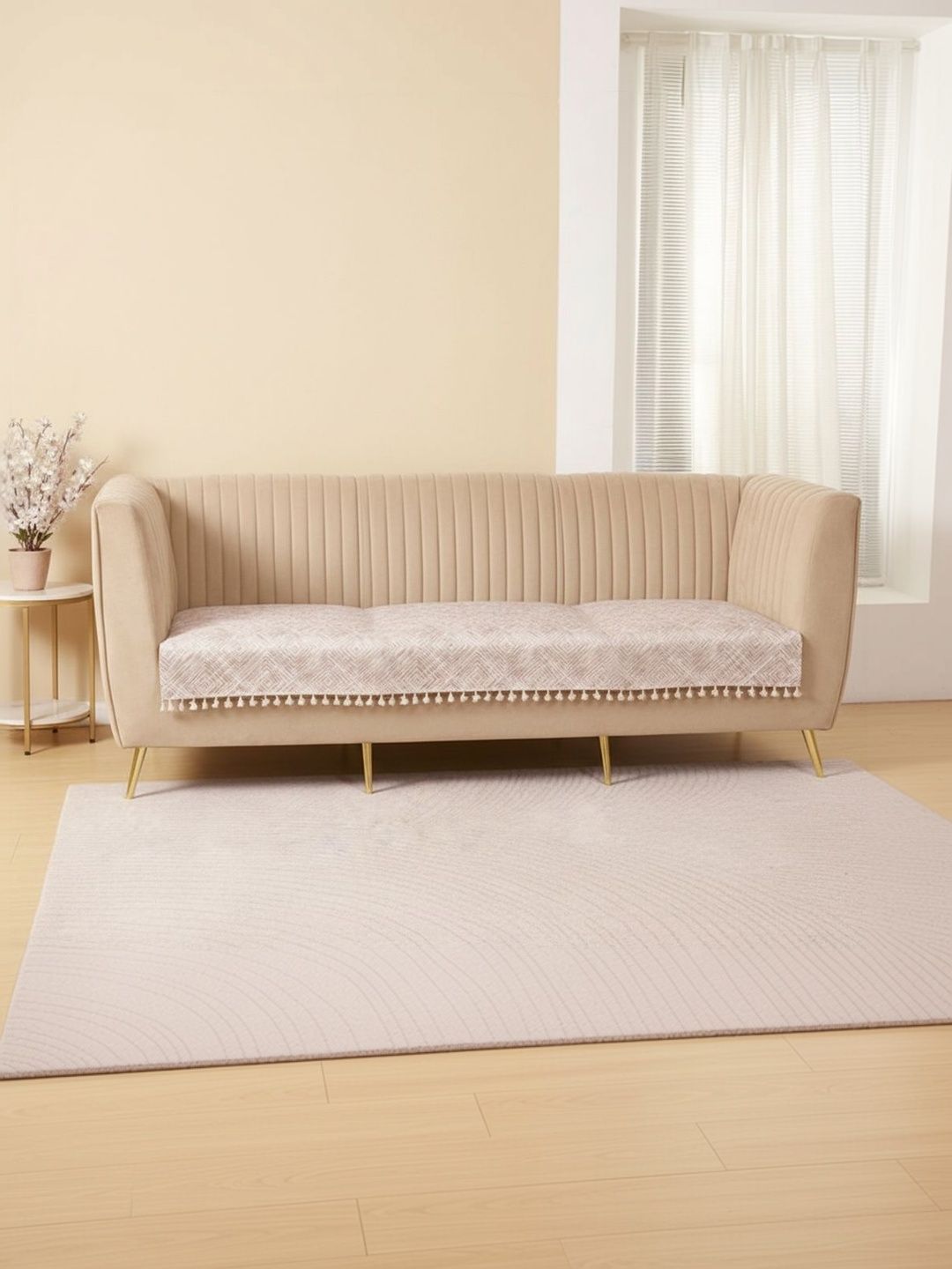 HOMEMONDE Rose Printed 1 Piece Sofa Cover Without Arms-image-44
