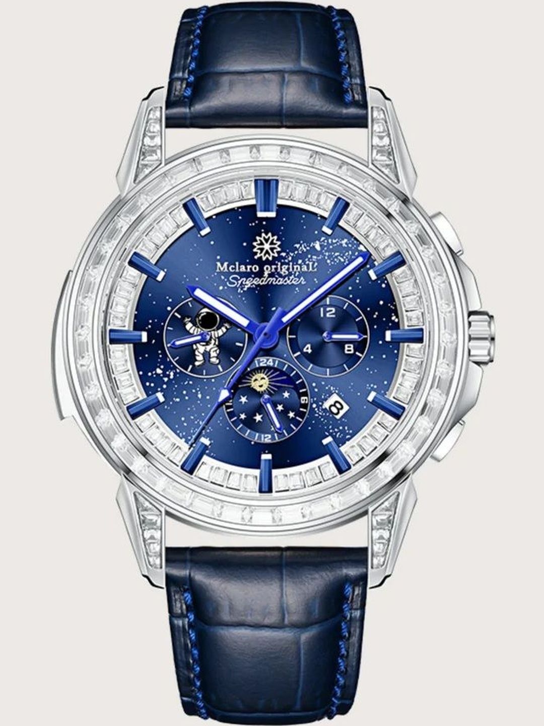 ZIVANCHE Unisex Dial & Stainless Steel Straps Chronograph Automatic Motion Powered Watch ZIVROMCBLU0018-image-28