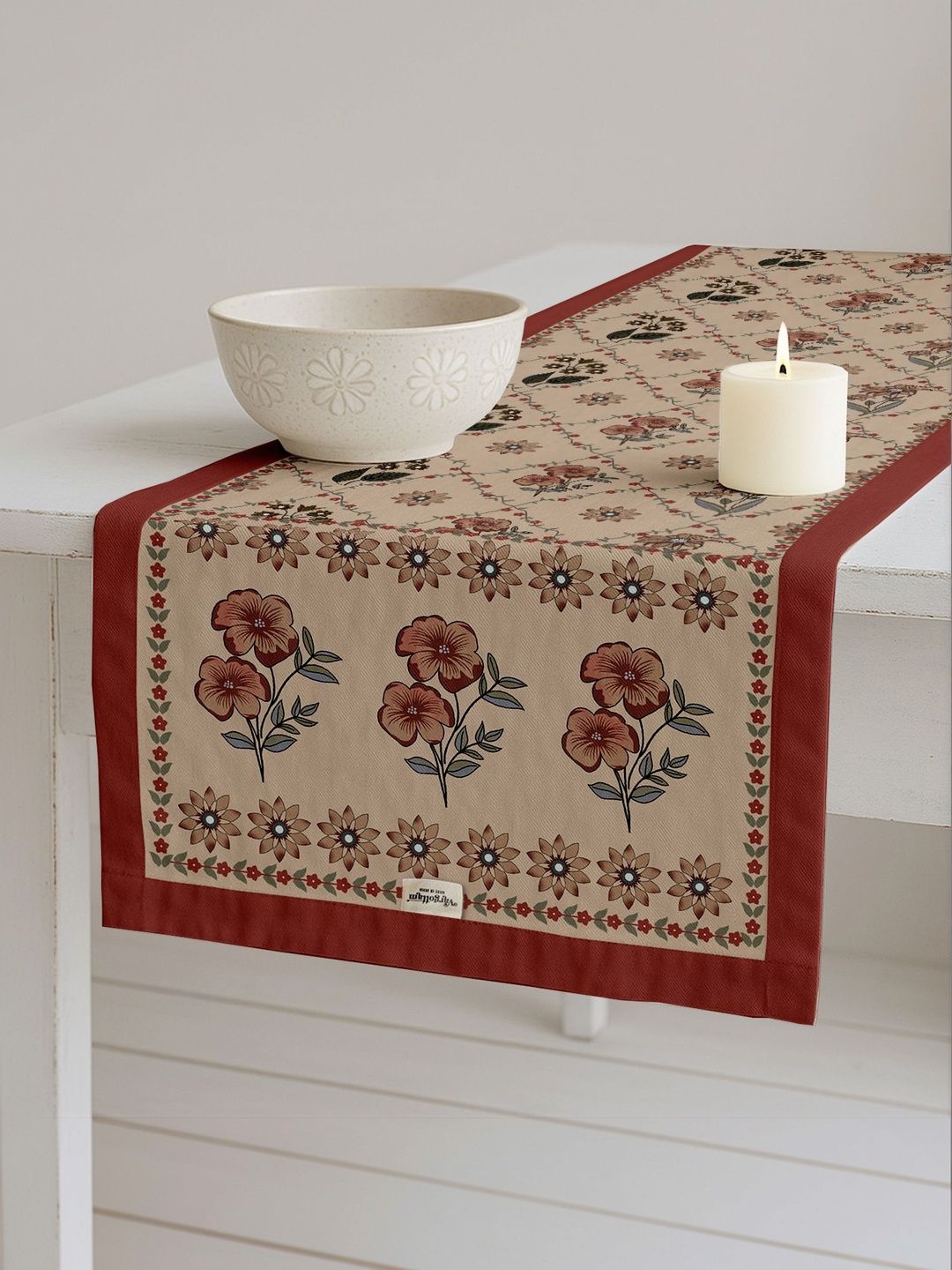 Vargottam Beige Printed Pure Cotton Table Runners-image-28