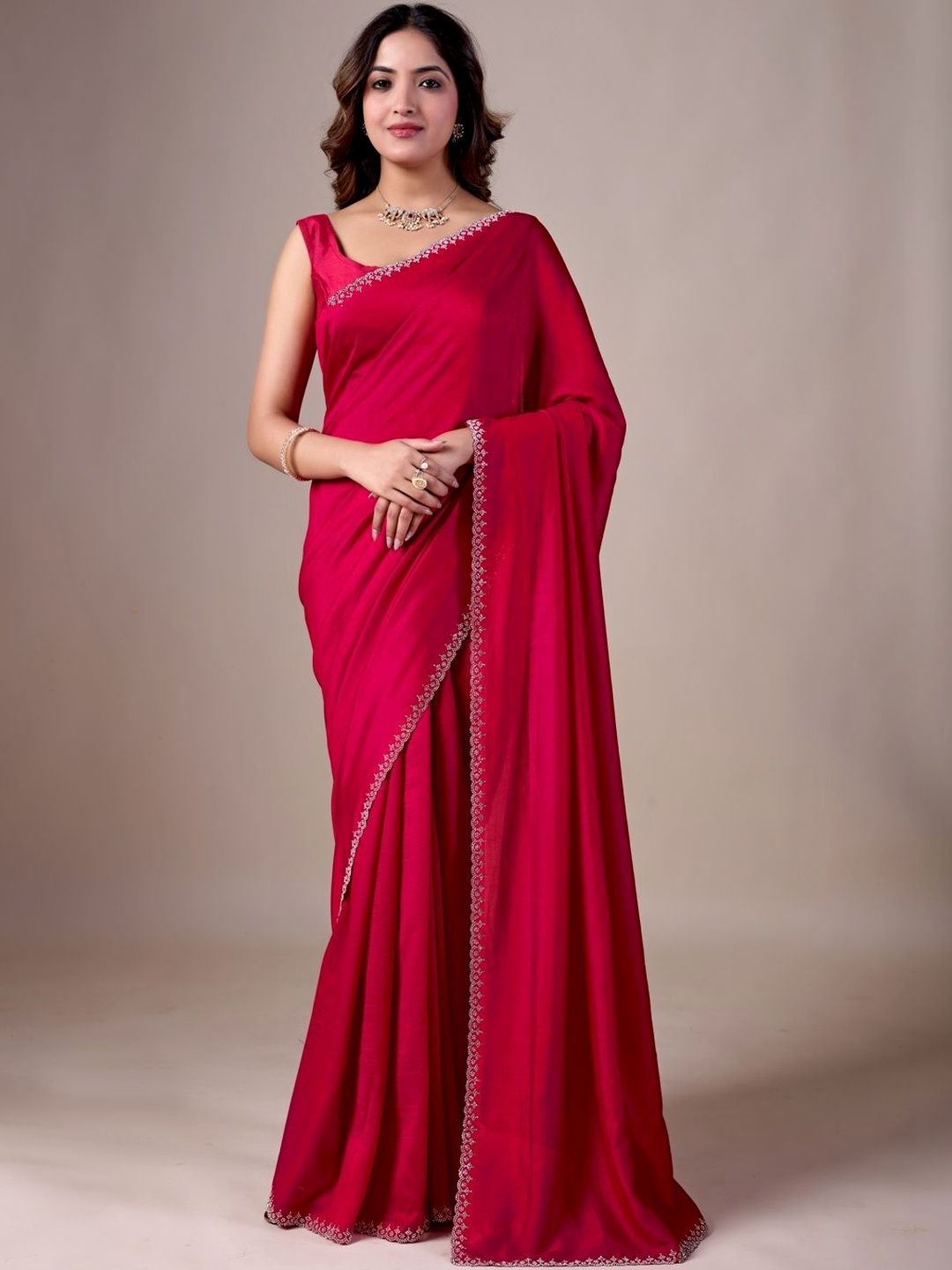 house of kk Elegant Wine Red Sarees-image-9