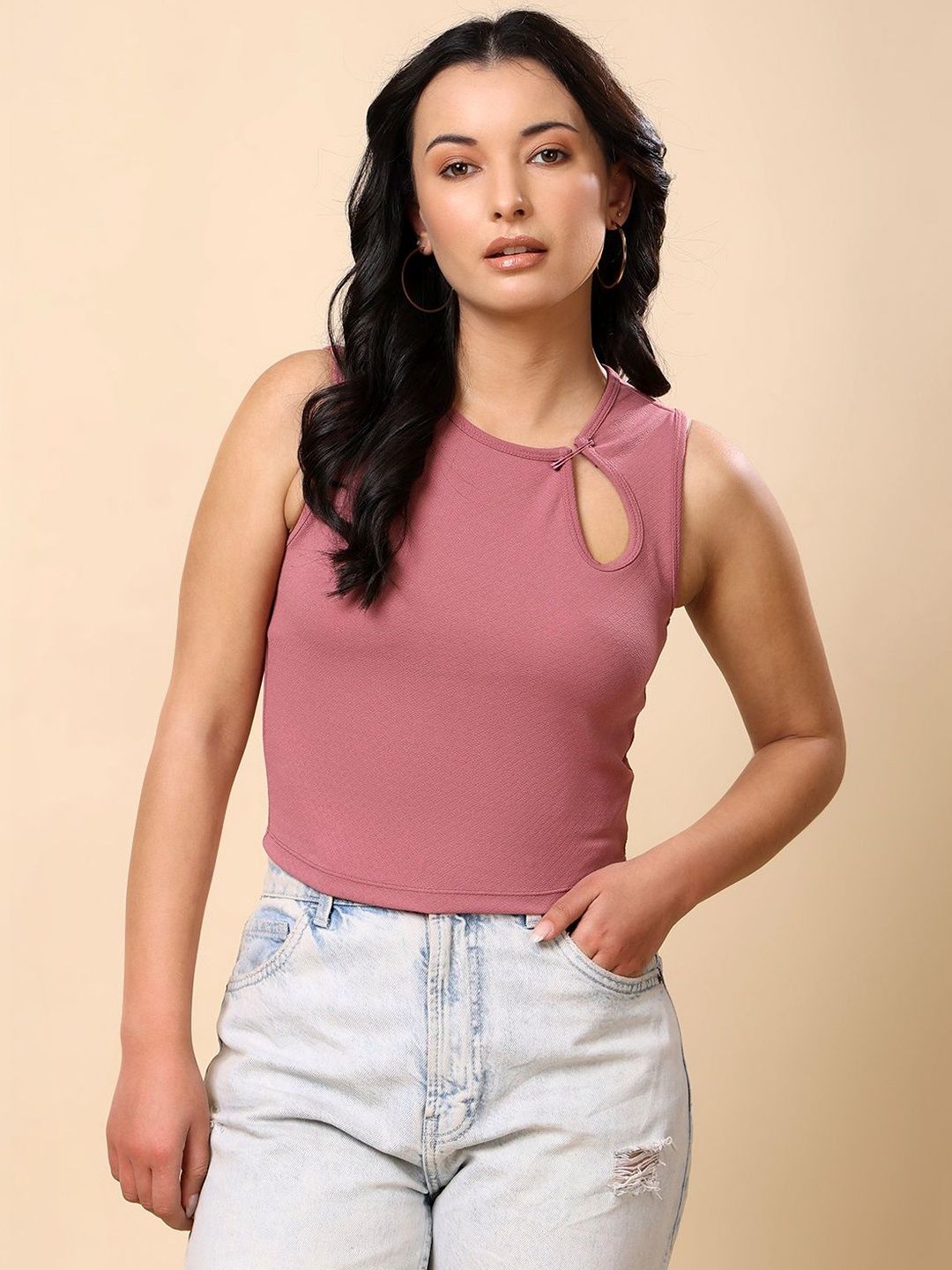 DressBerry Cotton Blend Crop Top-image-1