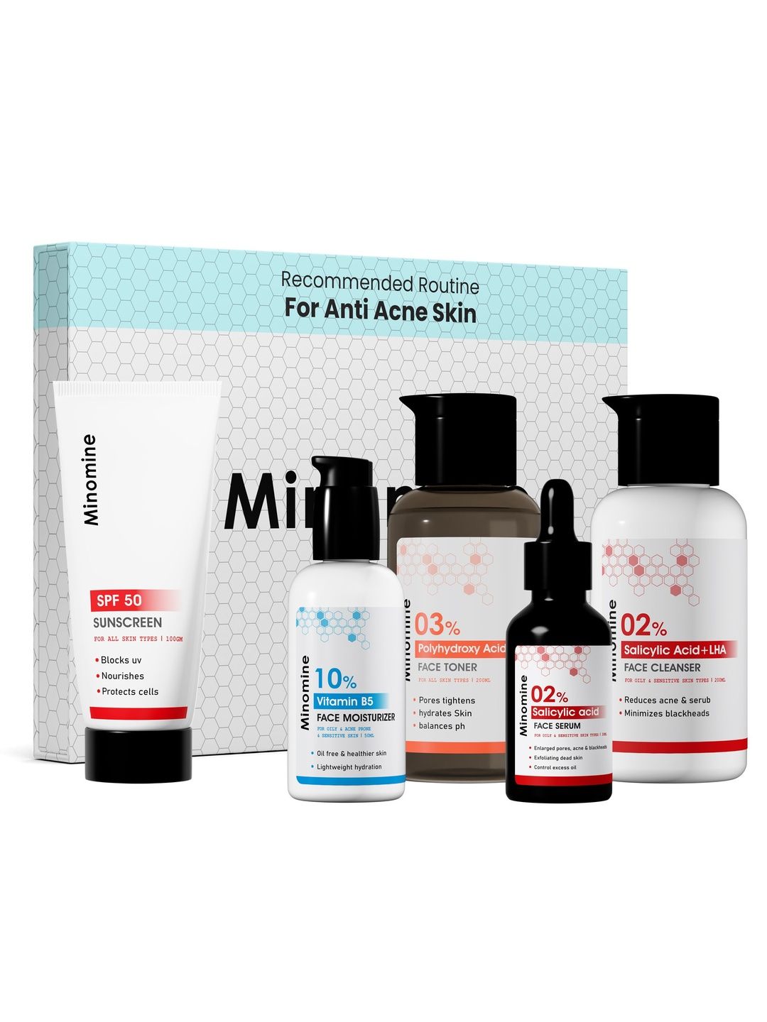 Minomine Set Of 5 Anti Acne Skincare Routine Kit-image-20
