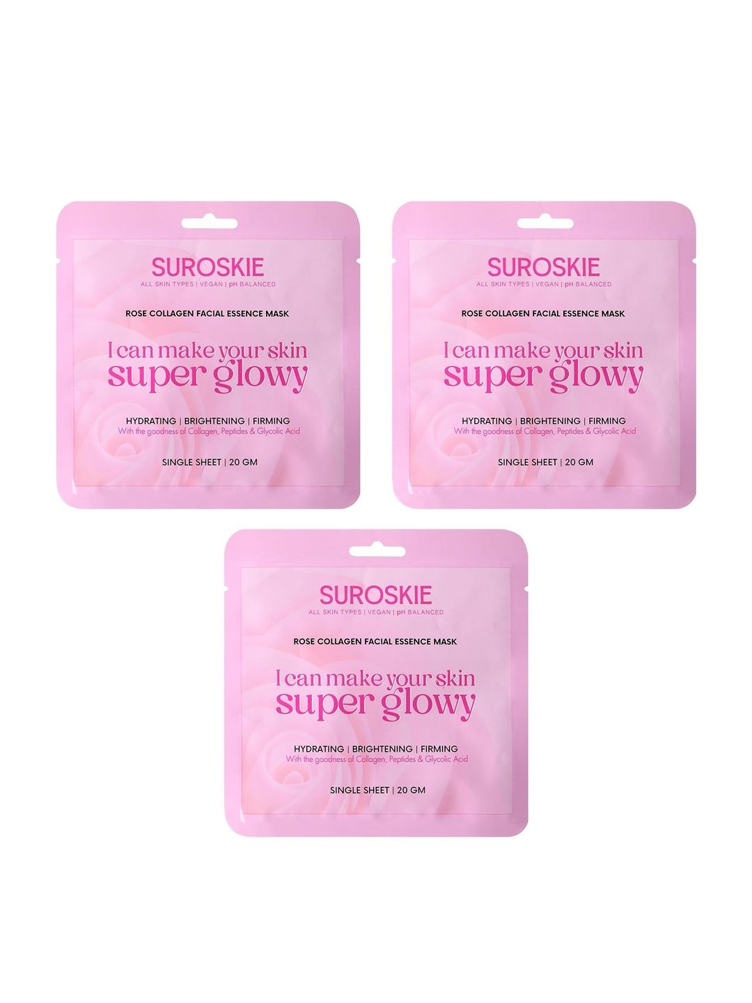 SUROSKIE Set Of 3 Rose Collagen Facial Essence Mask - 20 g Each-picture-54