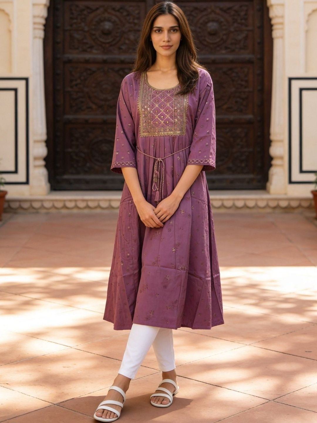 Rangita Women Geometric Embroidered Sequinned Anarkali Kurta-picture-14