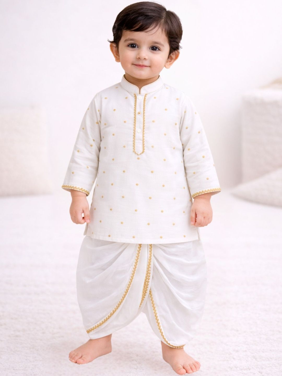 Sangria Infant Boys Printed Pure Silk Round Neck Kurta & Dhoti Pants-image-21