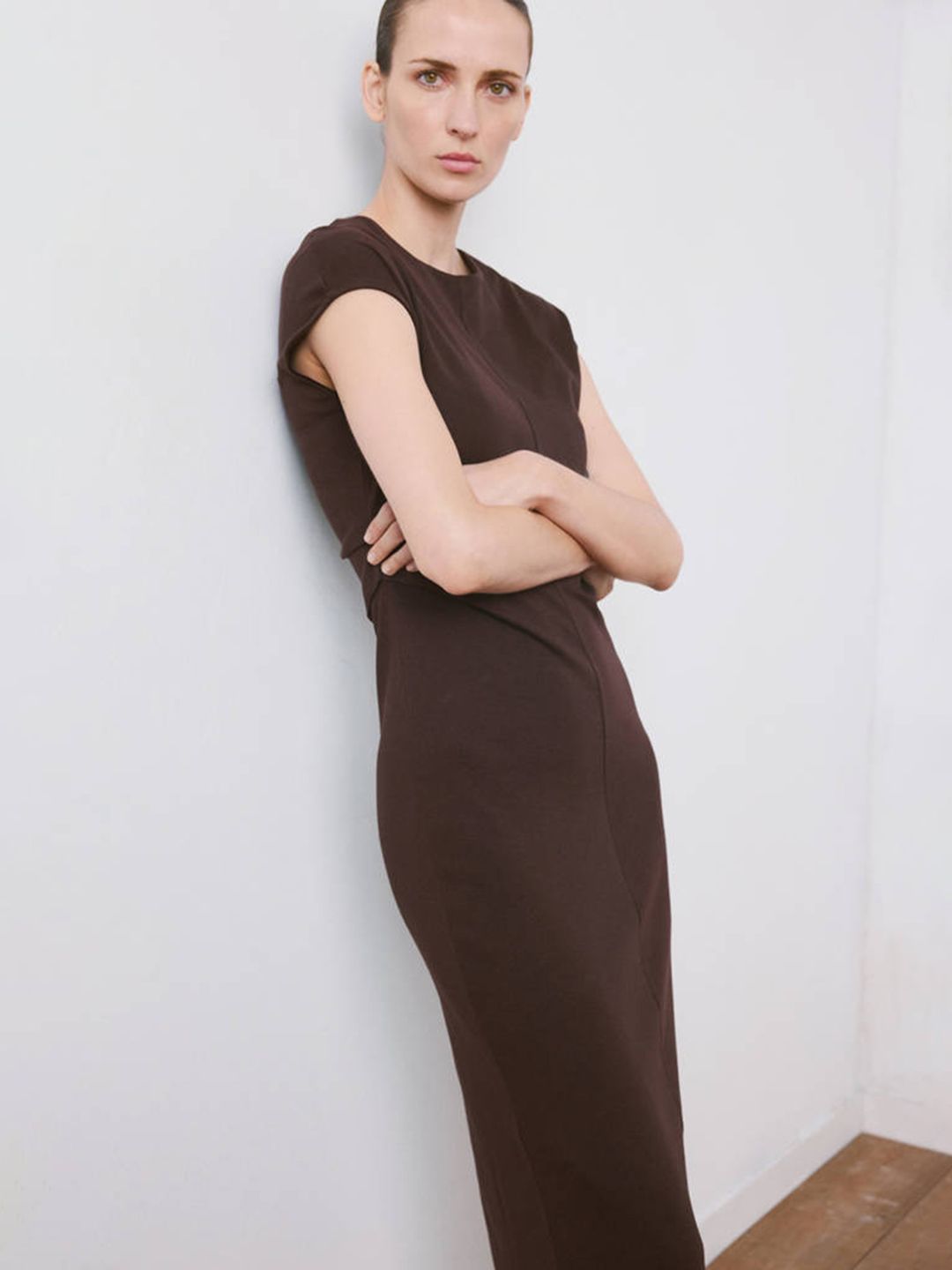 MANGO Cap Sleeves Pure Cotton Sheath Midi Dress-picture-19
