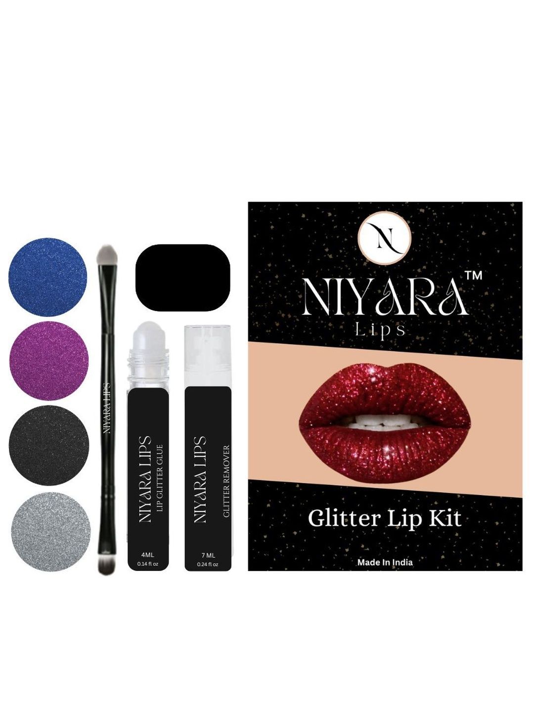 Niyara Lips Glitter Lip Kit Set E - Bold Contrast Set-image-4