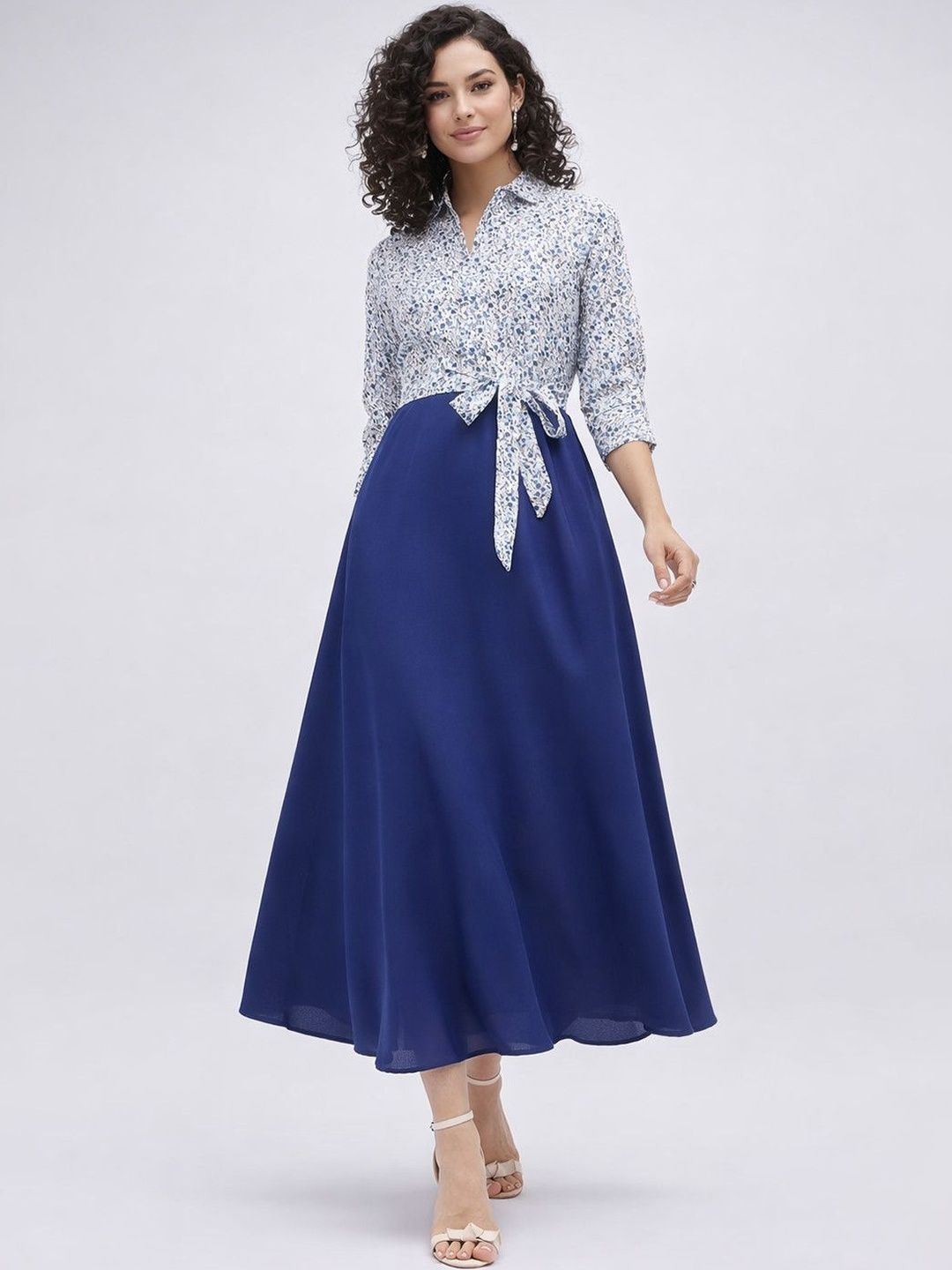 DressBerry Floral Print A-Line Midi Dress-image-12