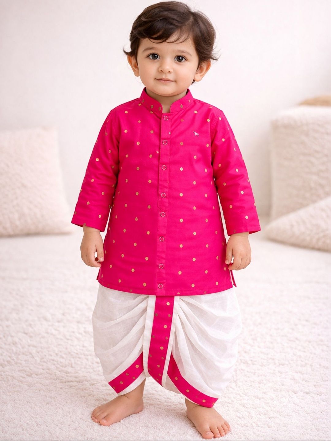 Sangria Infant Boys Printed Pure Cotton Round Neck Kurta & Dhoti Pants-picture-14