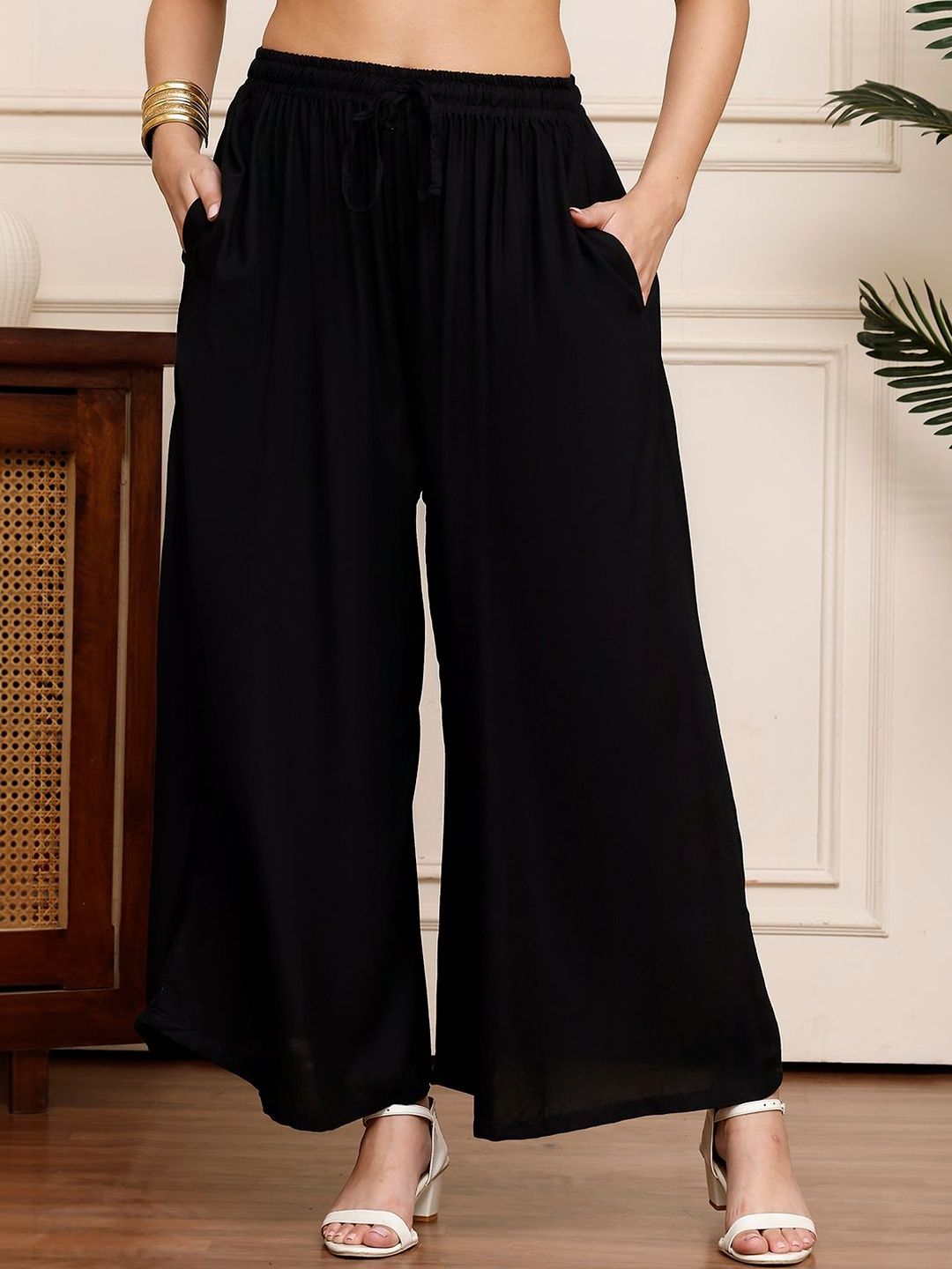 KALINI Women Flared Ethnic Palazzos-image-35