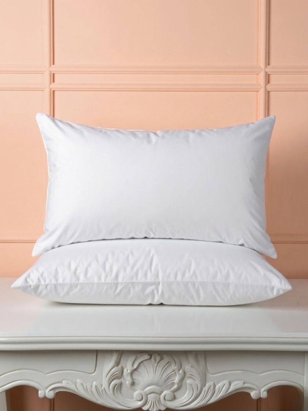 SHRNM White Feathers Filled Cotton Lightweight Sleep Pillow-image-45
