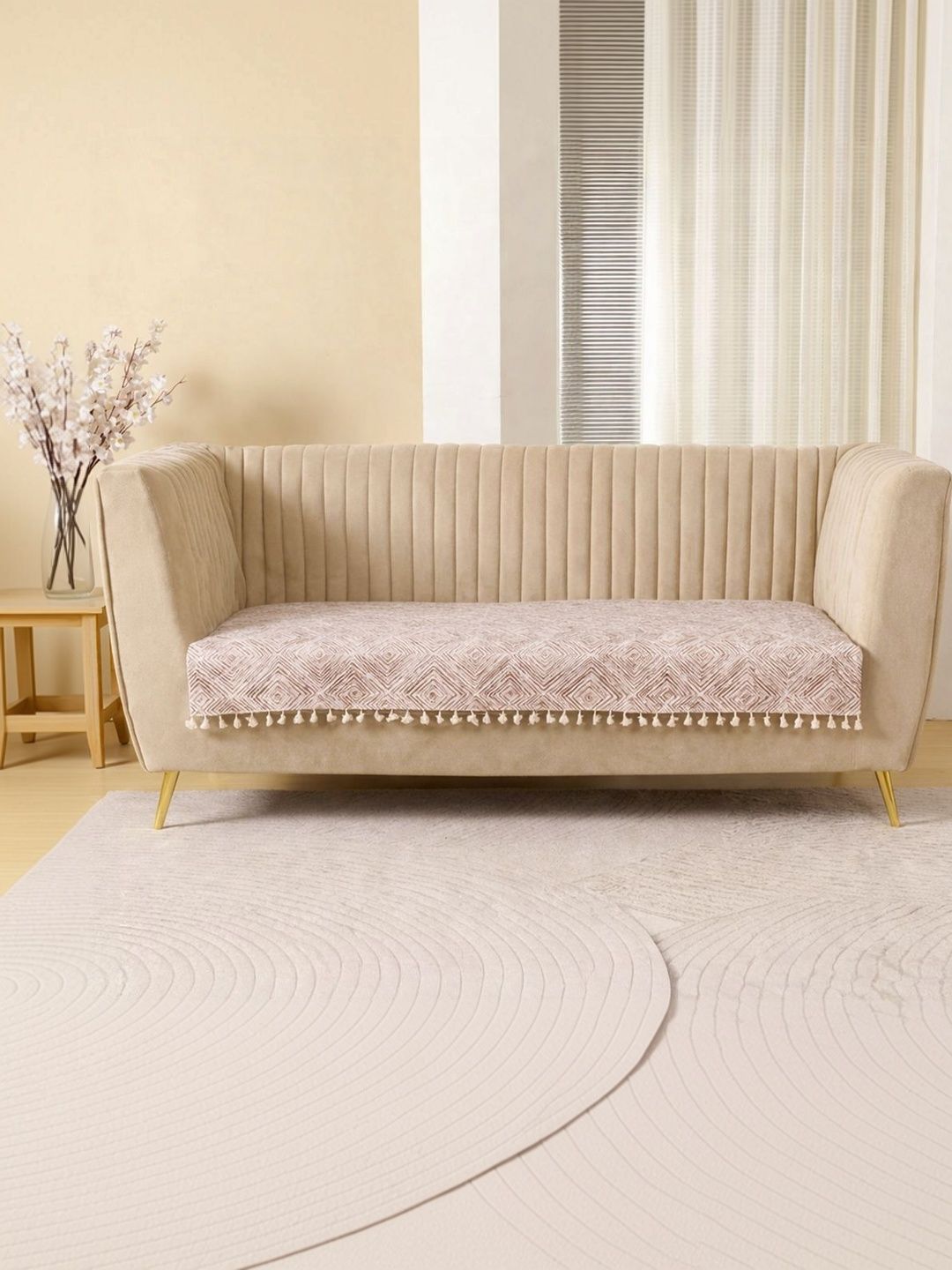 HOMEMONDE Rose Printed 1 Piece Sofa Cover Without Arms-image-49