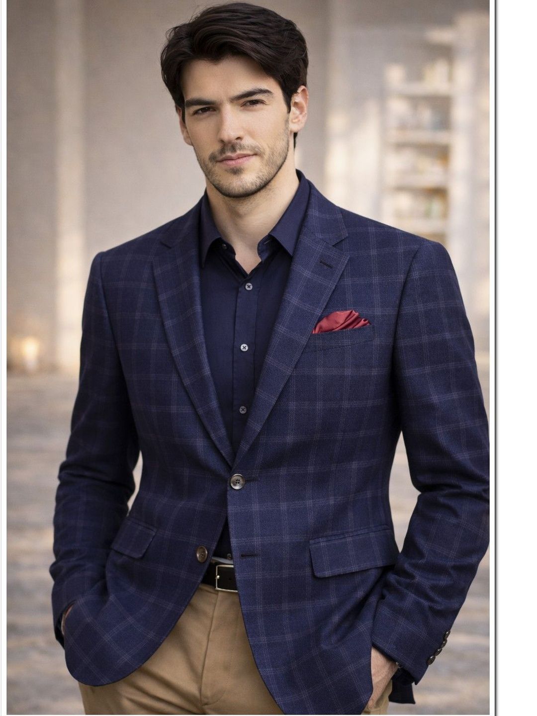 House of Pataudi Checked Notched Lapel Tailored Fit Blazers-picture-39