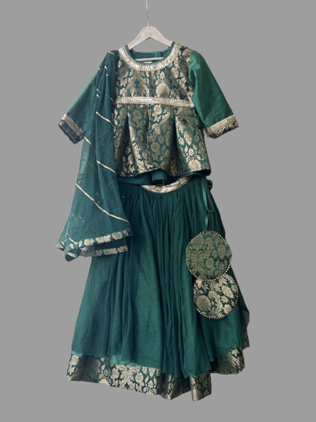 The Little Tales Girls Embroidered Ready to Wear Lehenga & Blouse With Dupatta-picture-49