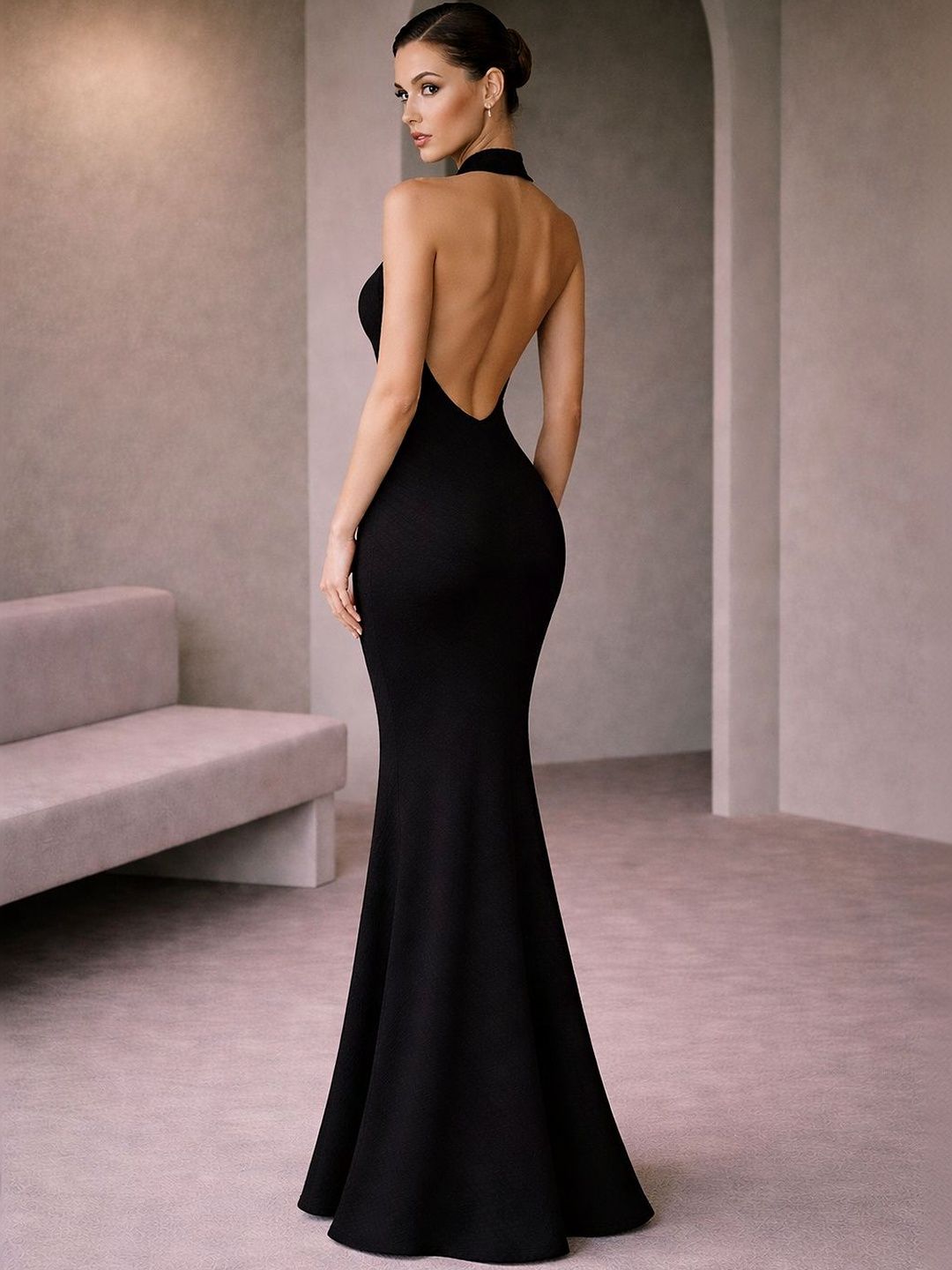 Cowl Neck Bodycon Maxi Dress view 1