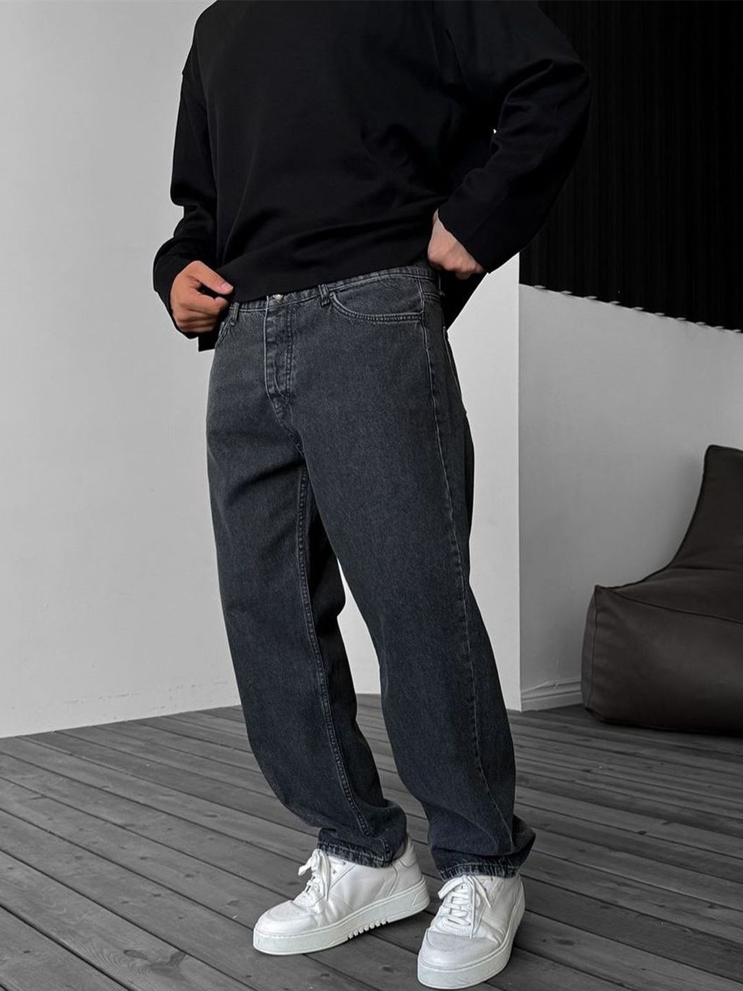 UNITED DENIM Men Loose Relaxed Fit Mid-Rise Stretchable Jeans-picture-48