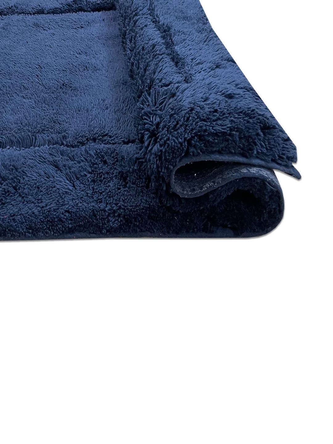 SPACES Blue Textured Cotton 2000 GSM Anti-Skid Bath Rugs-image-42