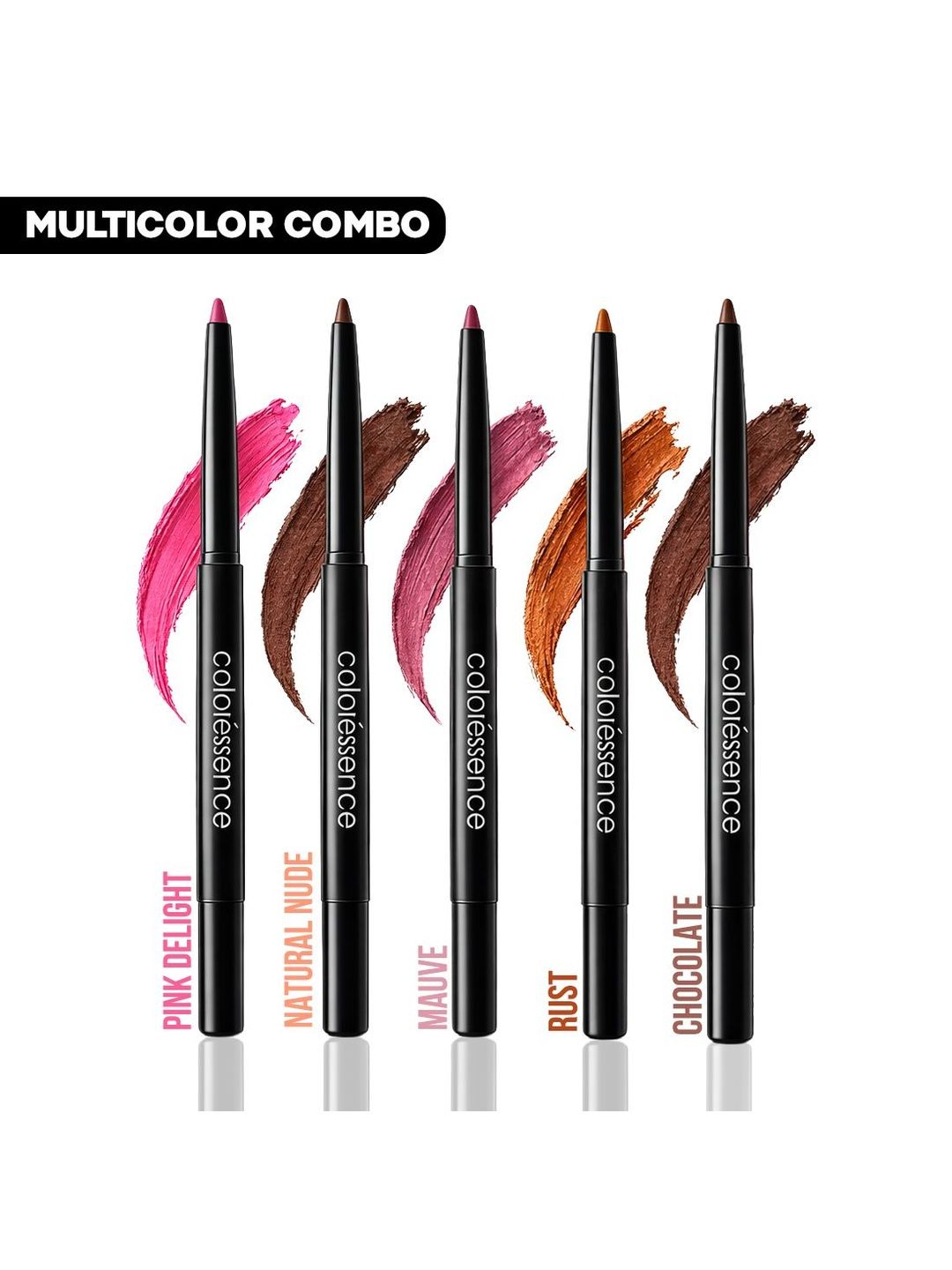 Coloressence Set Of 5 Long-Lasting Lip-Liner - 1.25 g Each - Pink Delight- Natural Nude-image-48