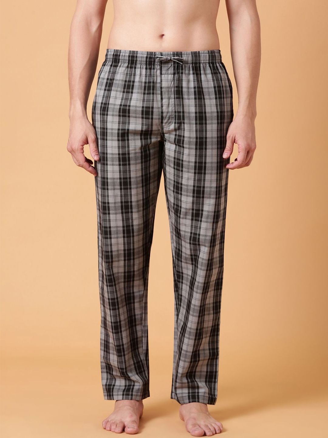 JOVEN Men Checked Cotton Lounge Pant-picture-37