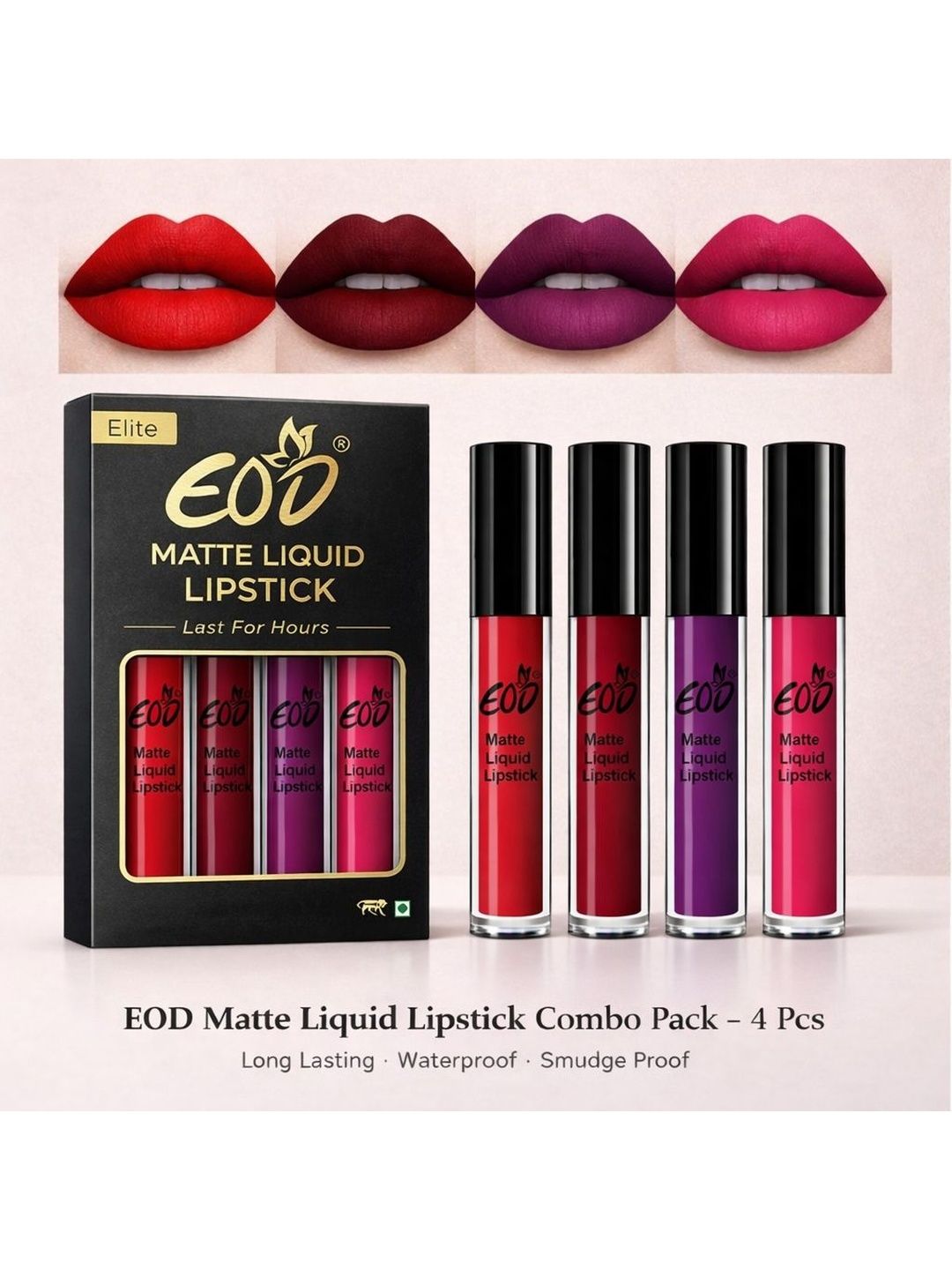 EOD Set Of 4 Matte Liquid Lipstick - 3 ml Each - 1 - 8 - 9 - 12-picture-13