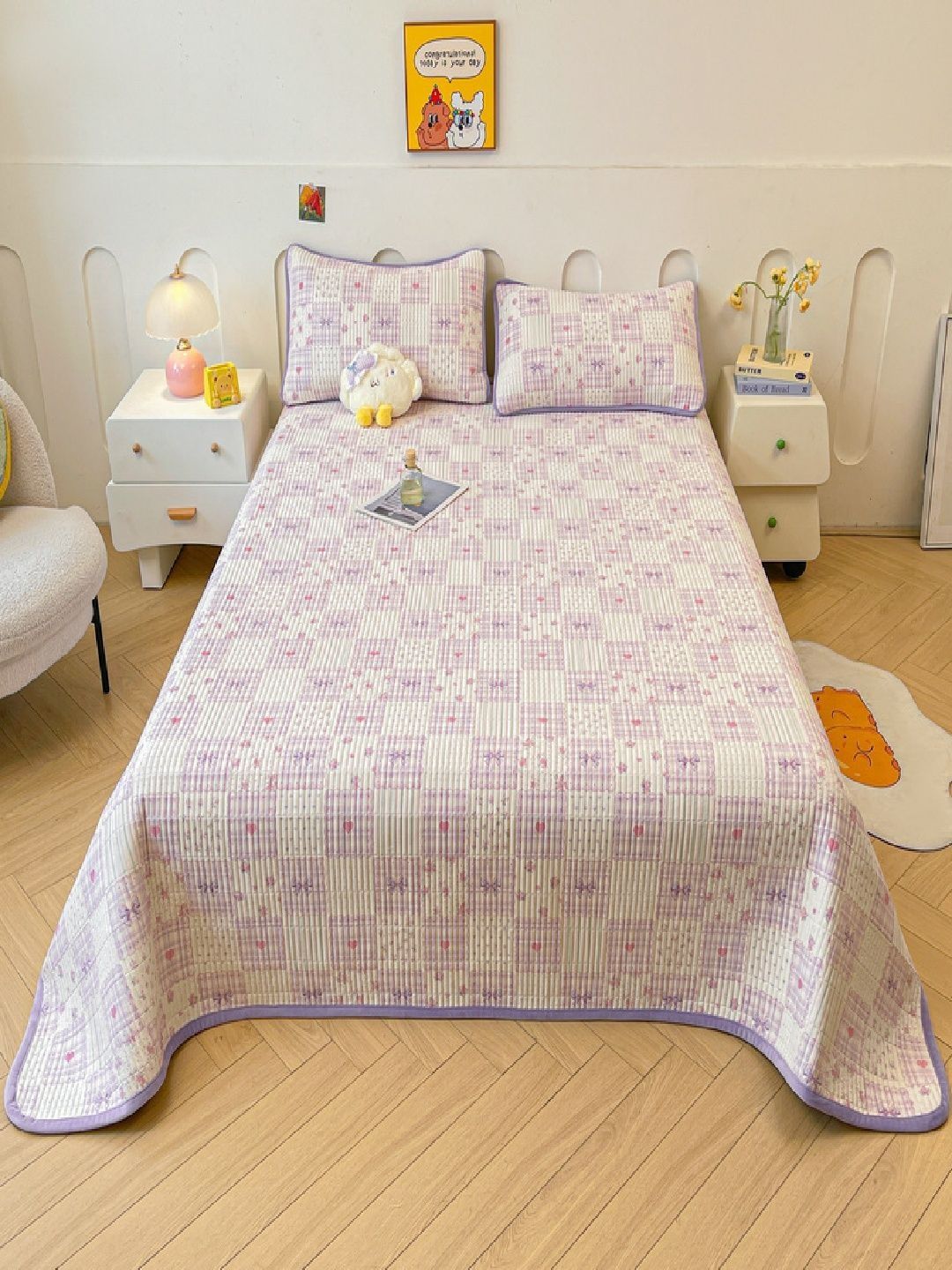 JC HOME 162TC Printed Double Queen Bedcover With 2 Pillow Cover-image-2