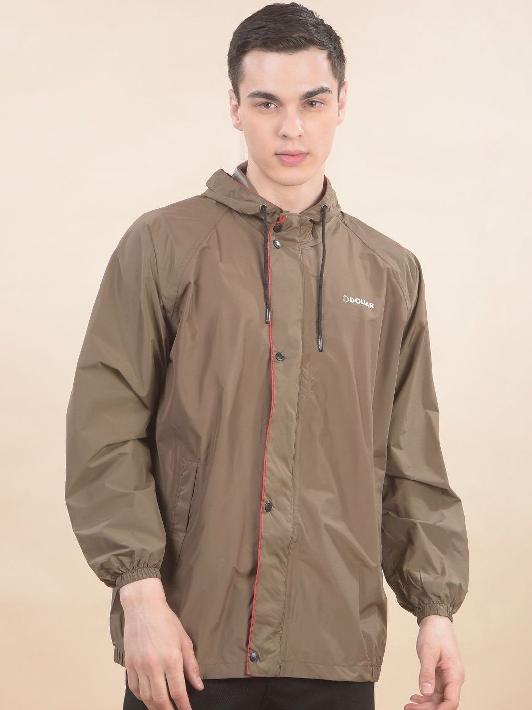 Dollar Men Waterproof PVC Rain Jacket Hooded Zipper Button Pockets-image-48