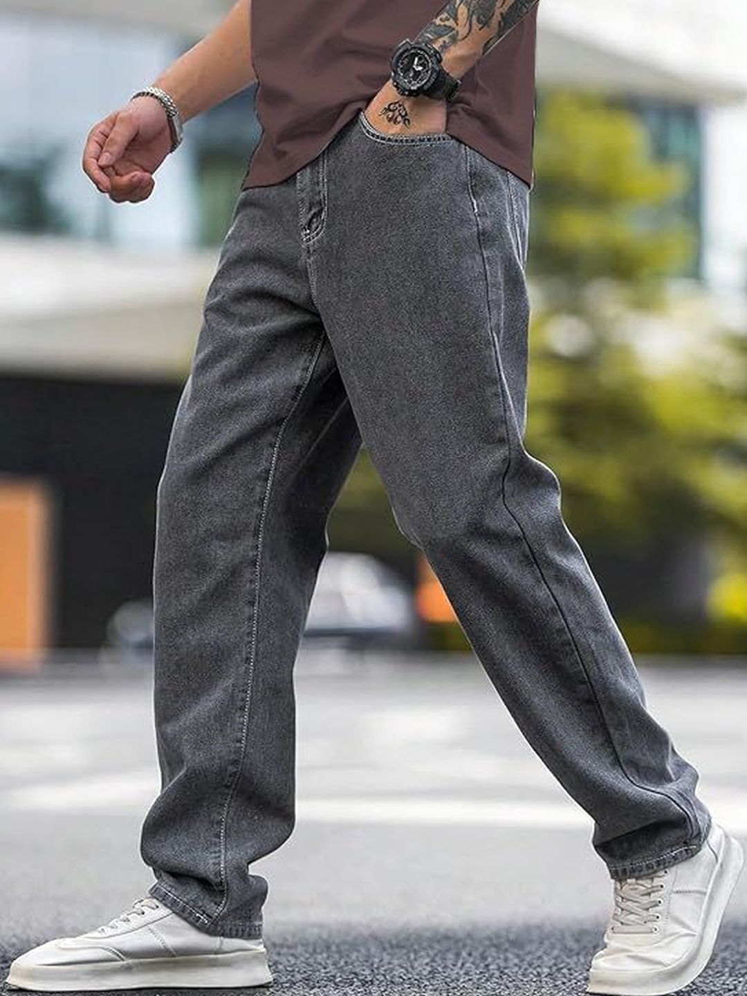 UNITED DENIM Men Loose Relaxed Fit Mid-Rise Stretchable Jeans-picture-31